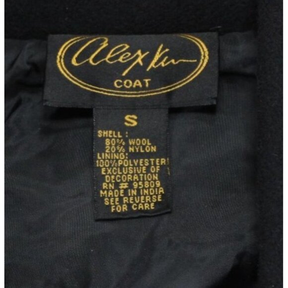 Alex Evenings Womens Black Wool Blend Embroidered Button-Up Coat With Pockets Sm - Picture 4 of 10